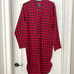 Unisex Red and Black Plaid Polo Sleep Shirt